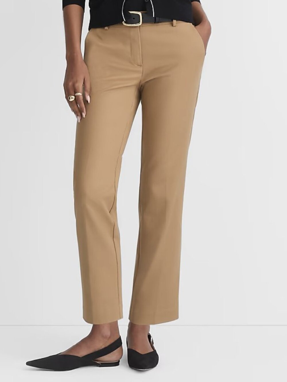 NWT Loft Riviera Slim Pants, Khaki Color Mostly Cotton Doubleweave, Size 2